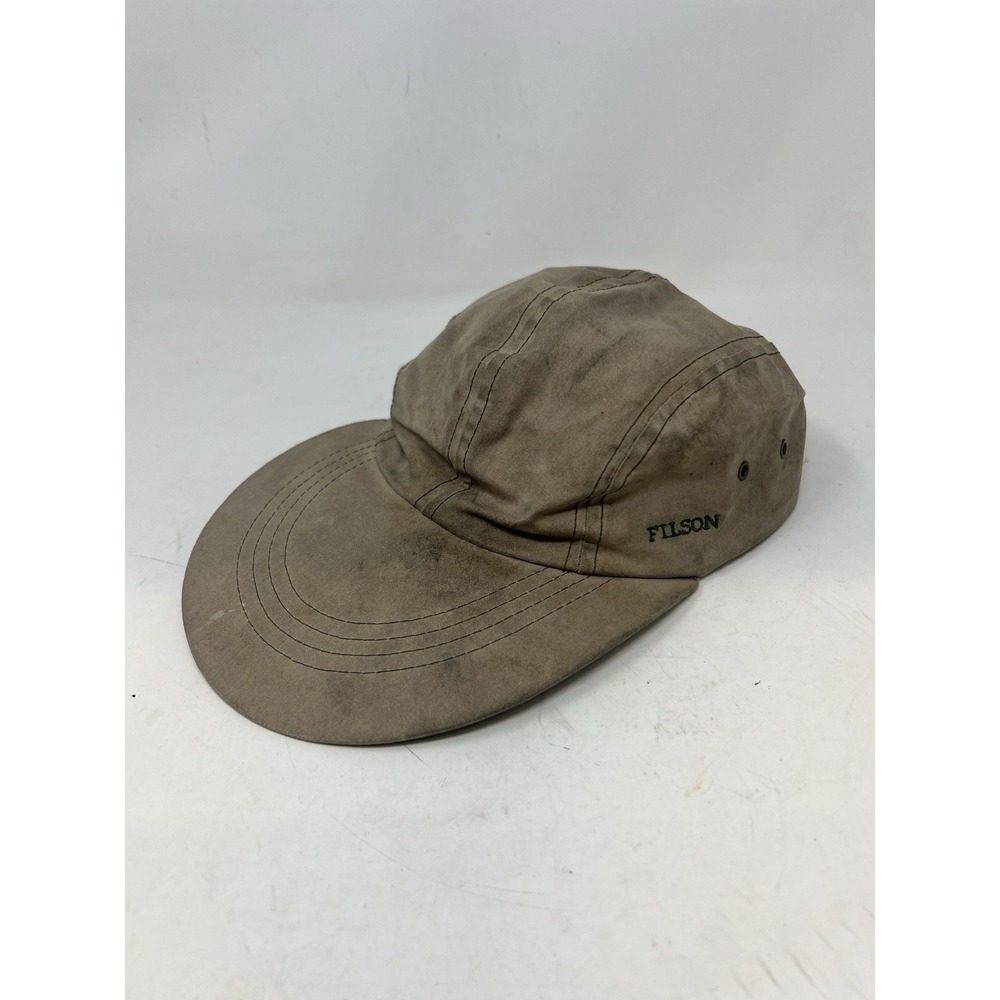 Vintage CC Filson Hat Waxed Canvas Long Bill Fishing Cap Size L Lot 9 Made In US